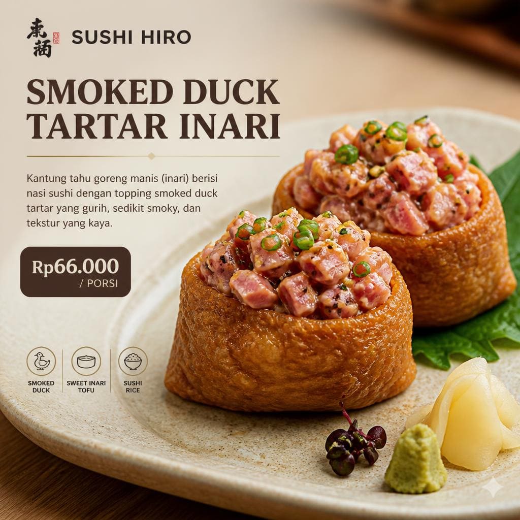 Smoked Duck Tartar Inari Sushi Hiro menu inari smoked duck